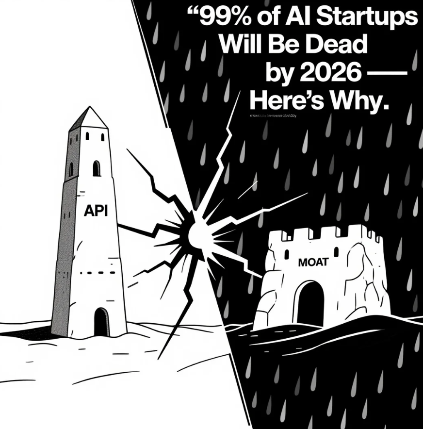 为什么 99% 的 AI 初创公司将在 2026 年消亡？你的产品只是一个 API 包装器吗？
