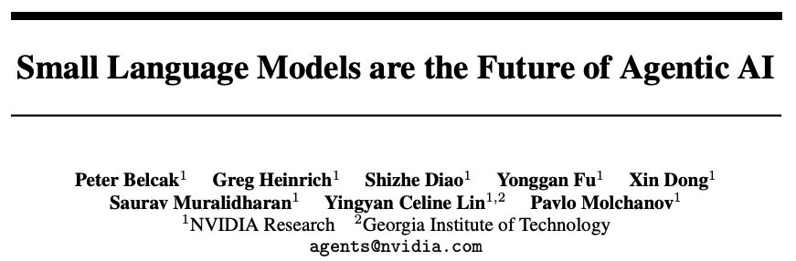 小语言模型才是Agentic AI的未来?
