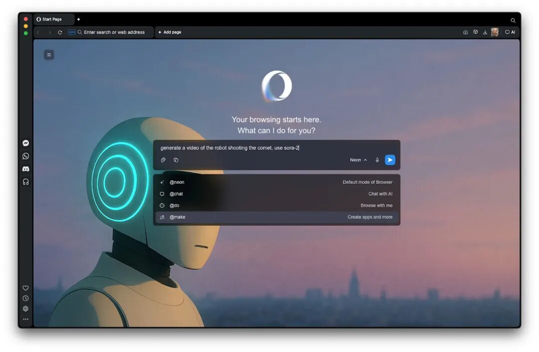 Opera Neon 浏览器重磅升级:集成 OpenAI Sora 2,开启智能创作新纪元