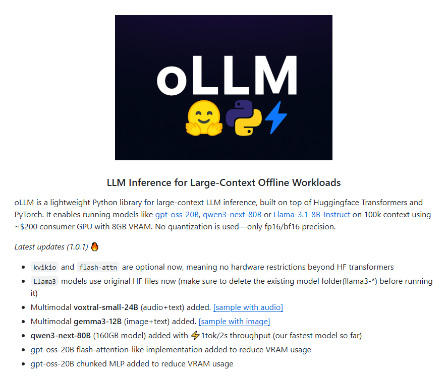 oLLM 如何在 8GB 3060 Ti 上实现 100k 上下文推理?