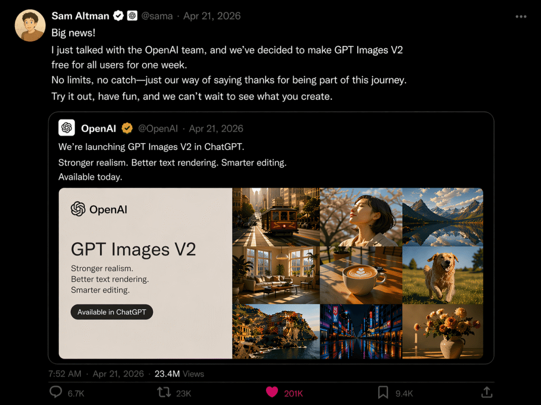 ChatGPT Image 2 来了,它终结了整个行业!从今天开始,一切都可能是假的。